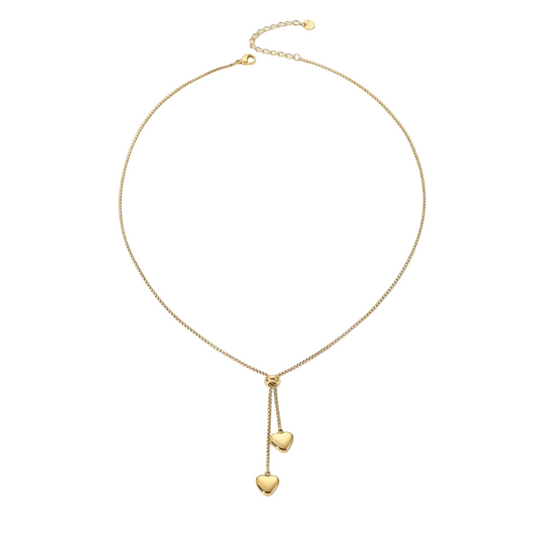 Double Heart Dangle Charm Necklace