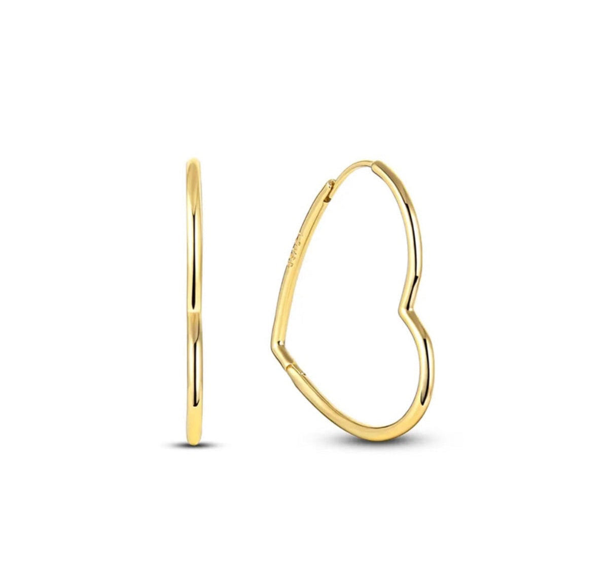 Minimal Heart Hoop Earrings in Gold