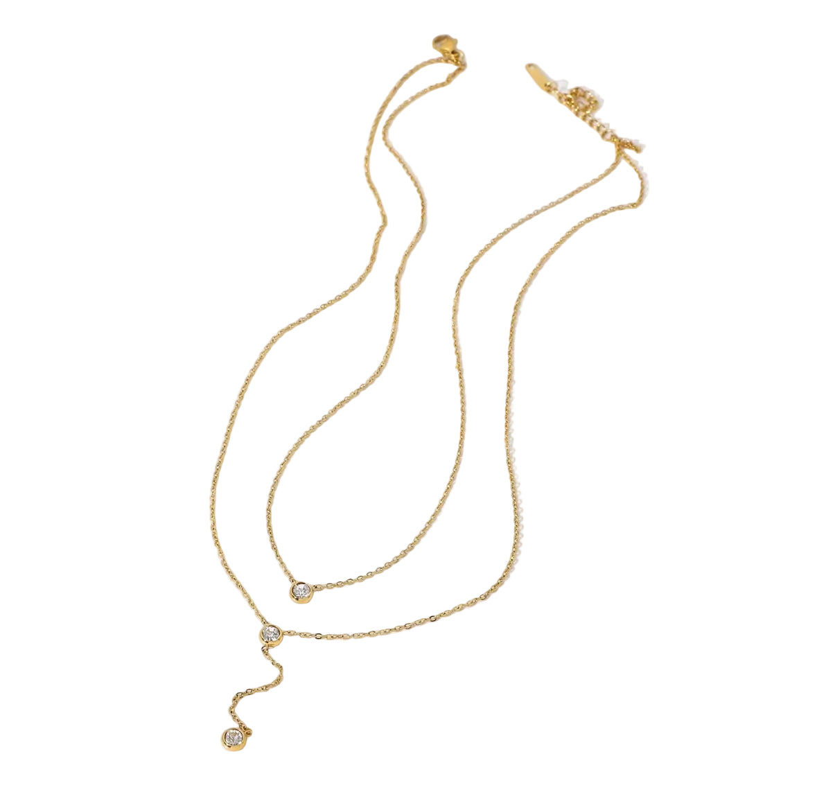 Double-Layer Zircon Y-Drop Necklace