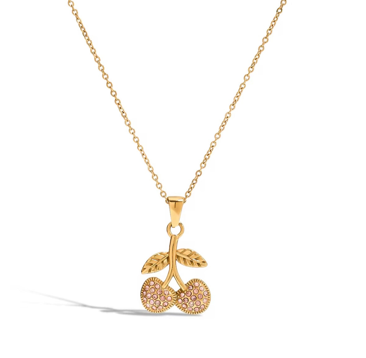 Pavé Cherry Charm Necklace