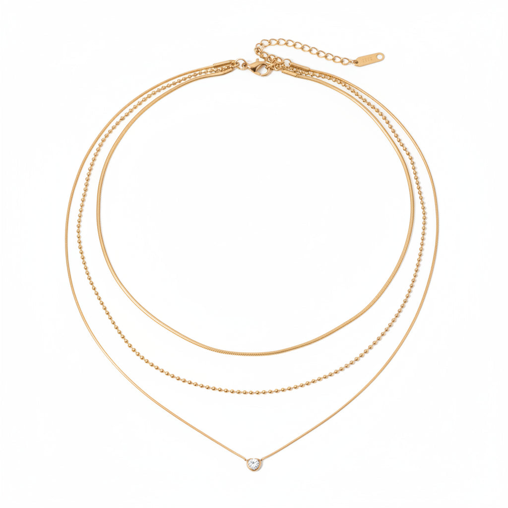 Triple-Layer Minimal Bezel Necklace