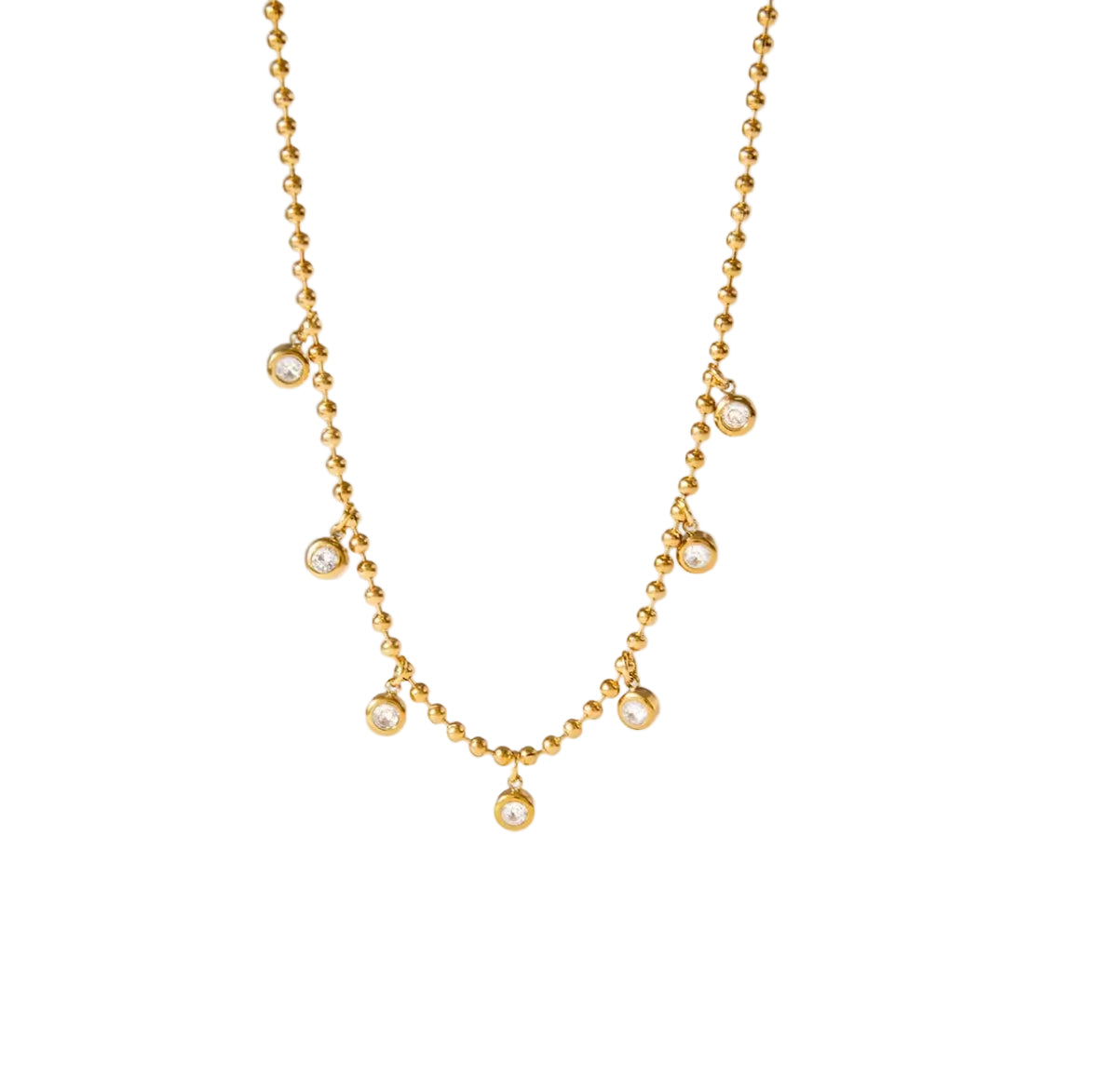 Bezel Zircon Drop Necklace