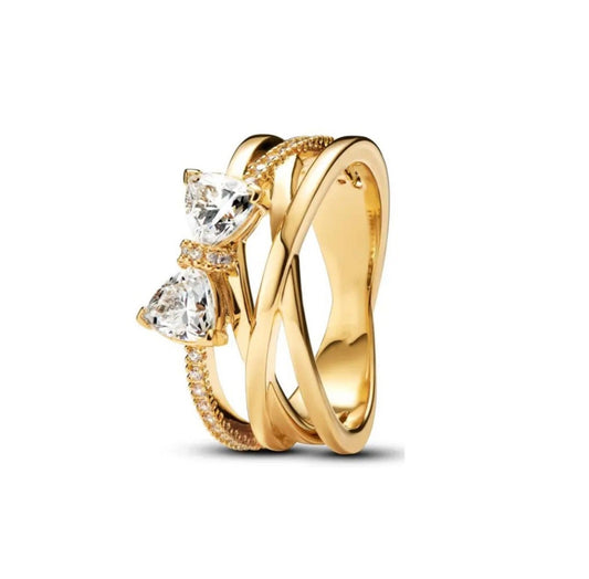 Layered Crystal Bow Ring