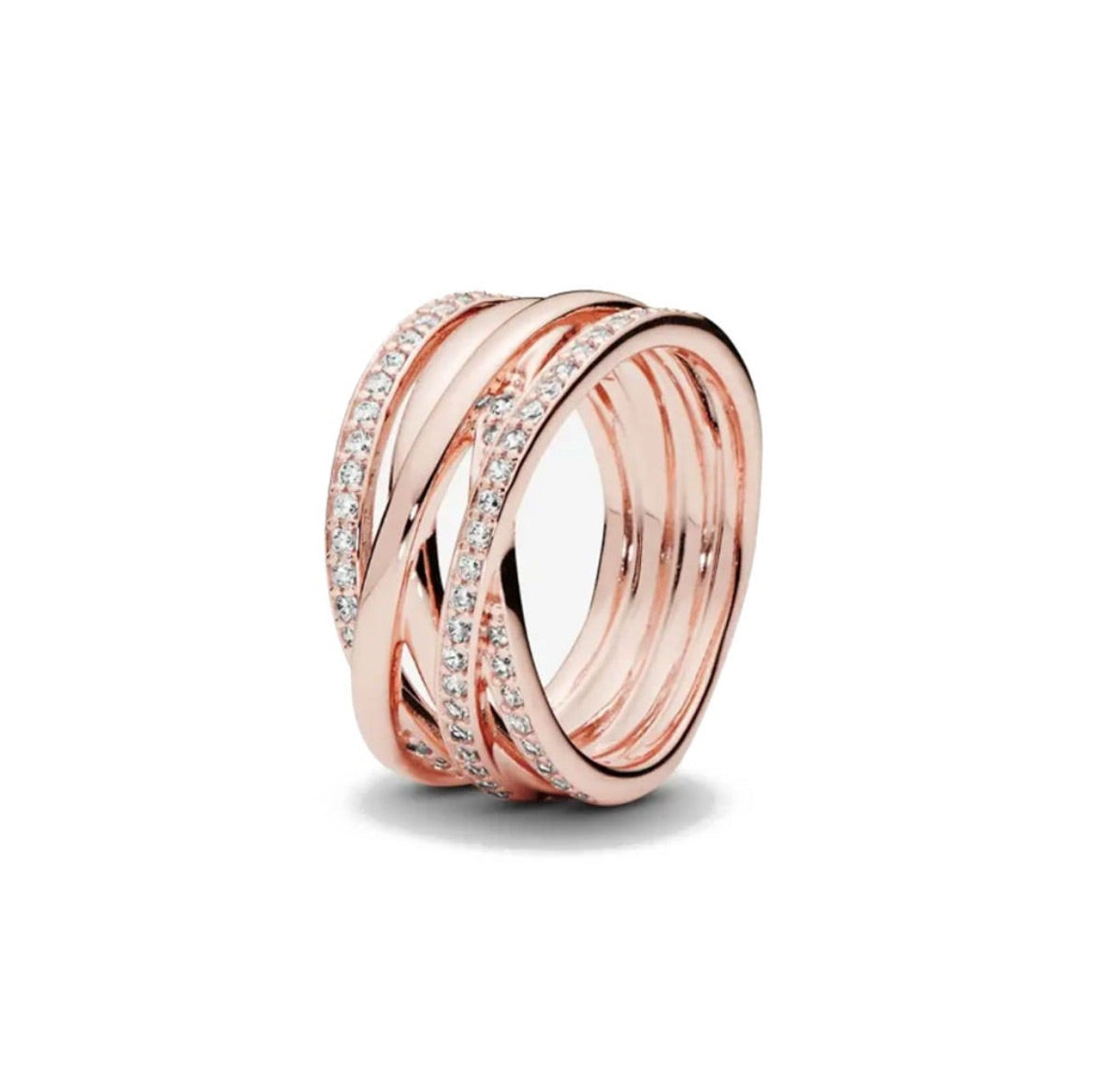 Rose Gold Multi-Band Pavé Ring