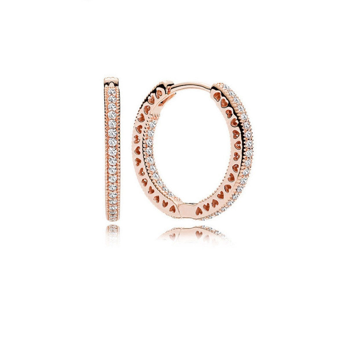 Rose Gold Pavé Hoop Earrings