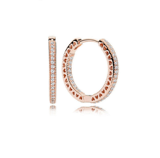 Rose Gold Pavé Hoop Earrings