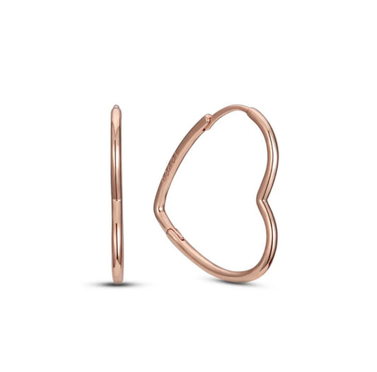 Minimal Heart Hoop Earrings in Gold