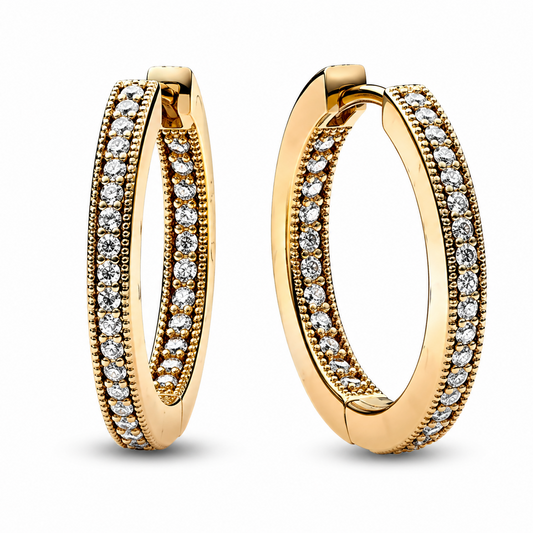Gold Pavé Hoop Earrings