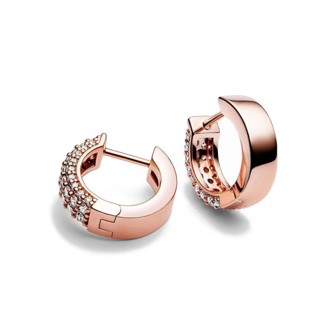 Rose Gold Pavé Huggie Earrings