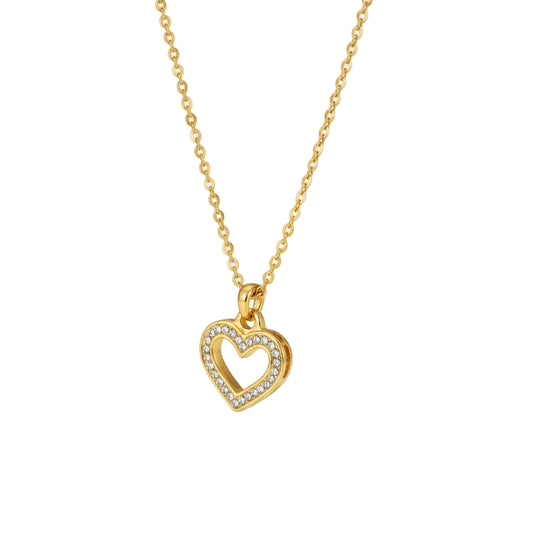 Pavé Zircon Heart Outline Necklace